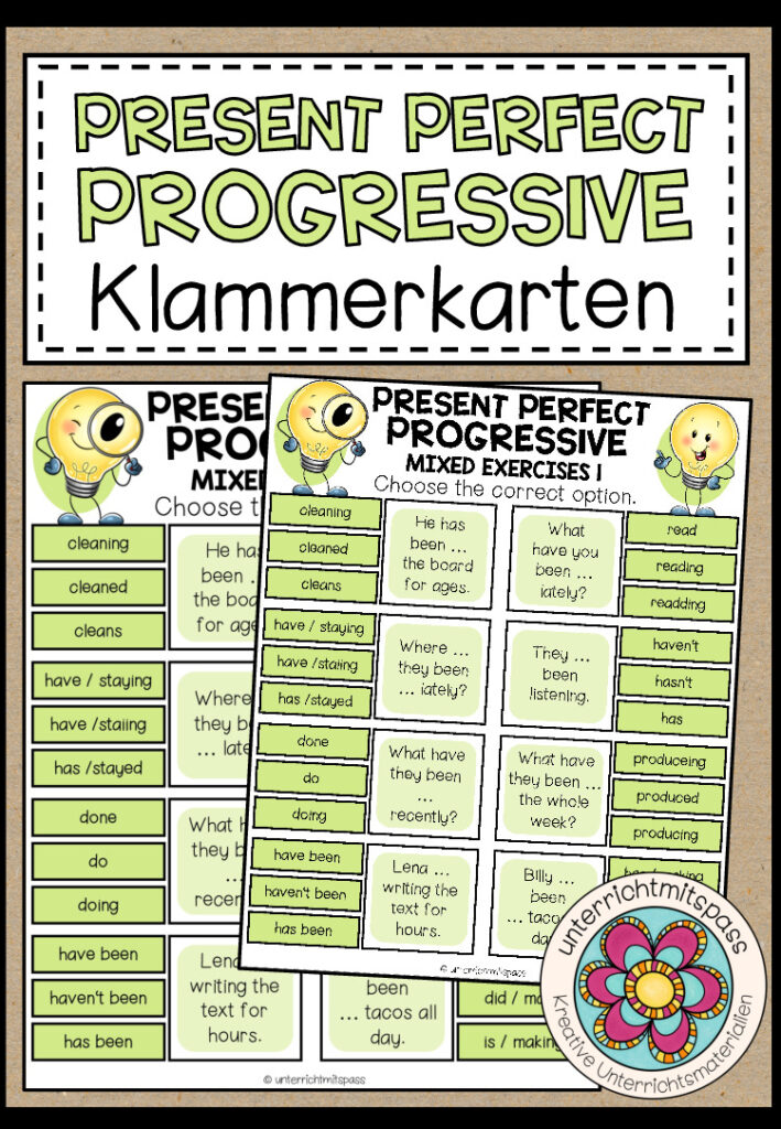 PRESENT PERFECT PROGRESSIVE – Klammerkarten