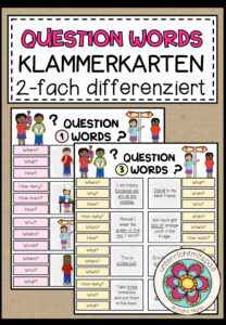 QUESTION WORDS – Klammerkarten (2-fach differenziert)