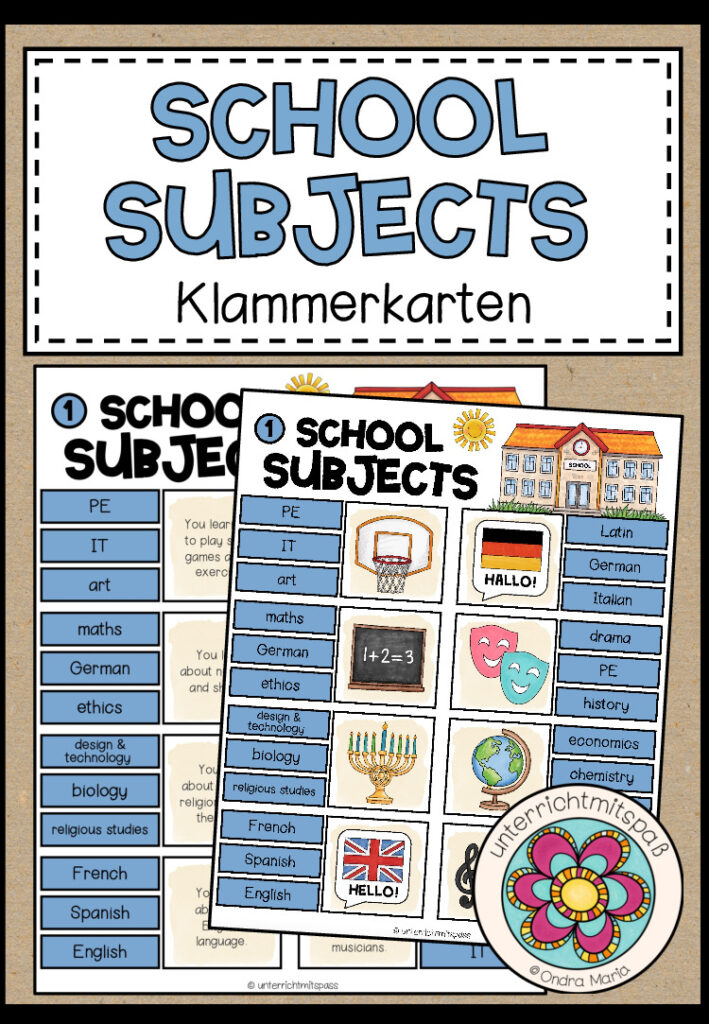 School Subjects – Klammerkarten (2 Versionen)
