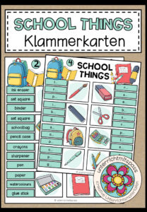 SCHOOL THINGS – Klammerkarten (2-fach differenziert)