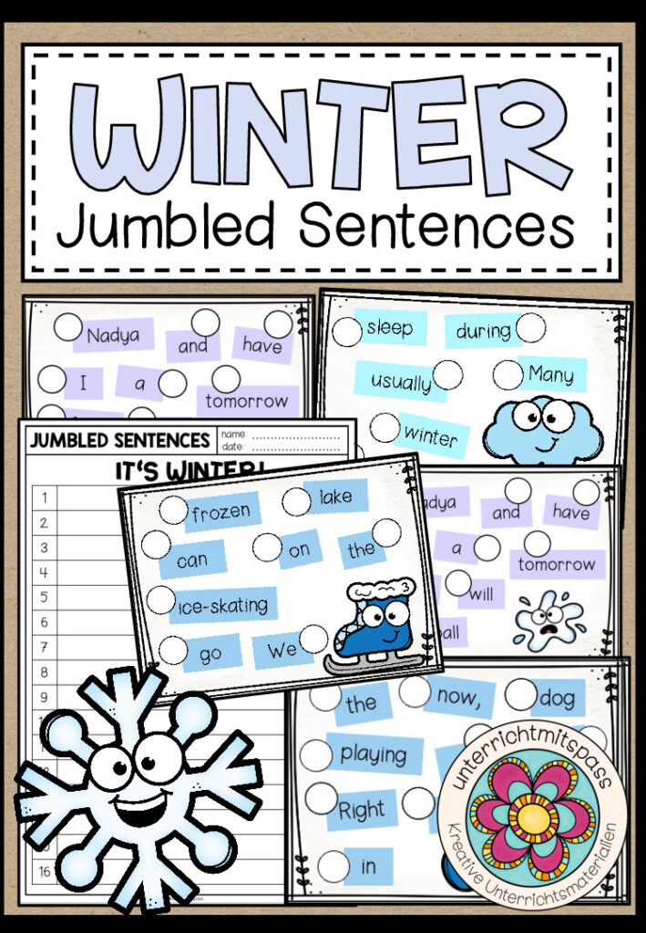 WINTER – Jumbled Sentences (Task Cards / Aufgabenkarten)