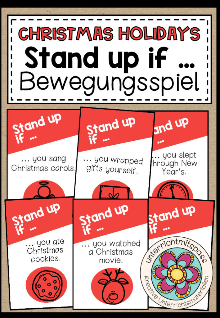 Christmas Holidays (Weihnachtsferien) – Stand up if … (Steh auf, wenn …) Bewegungsspiel