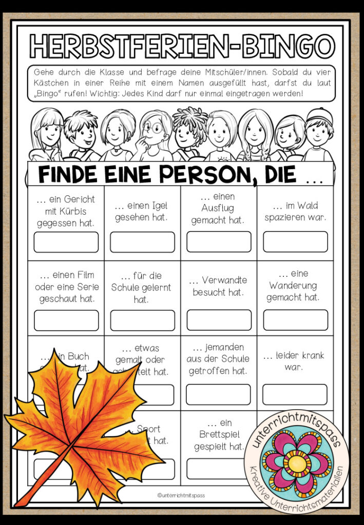 Herbstferien – Bingo