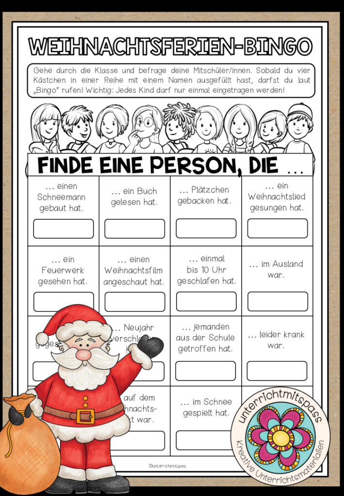 Weihnachtsferien – Bingo