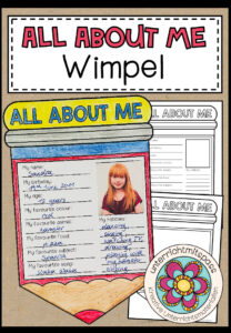ALL ABOUT ME – Wimpel (Steckbrief Englisch)