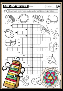 ORFF-INSTRUMENTE – Rätsel (Arbeitsblattt)