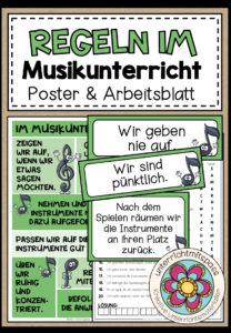 Regeln im Musikunterricht – Poster, Tafelmaterial & Arbeitsblatt