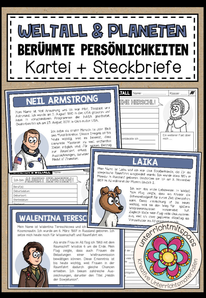 WELTALL & PLANETEN – Berühmte Persönlichkeiten (Kartei + Steckbriefe)