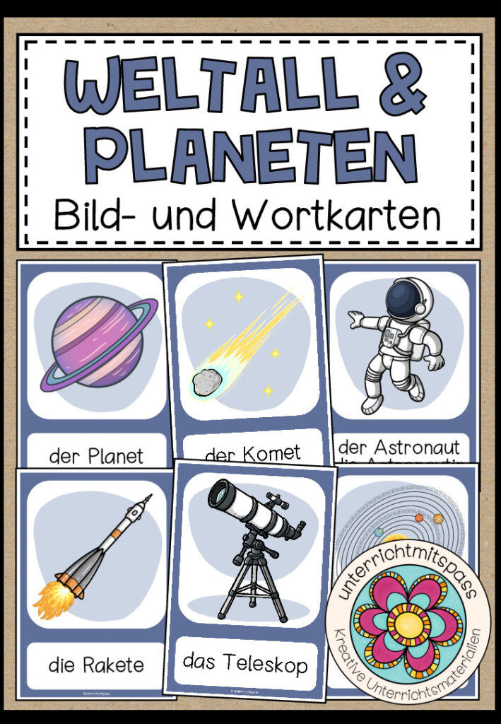 WELTALL & PLANETEN – Bild- und Wortkarten