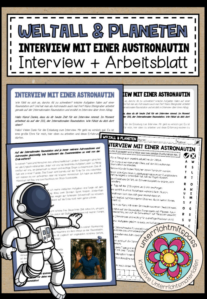 WELTALL & PLANETEN – Interview mit einer Astronautin (Interview + Arbeitsblatt)