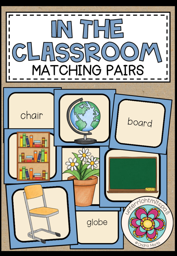 In the classroom (classroom objects) – MATCHING PAIRS