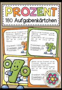 PROZENT (Prozentrechnung) – 180 Aufgabenkärtchen