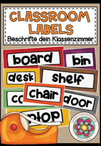 Classroom labels (Beschrifte dein Klassenzimmer) 24 Kärtchen