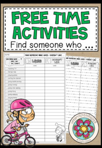 FREE TIME ACTIVITIES – Find someone who … (Speaking Activity)