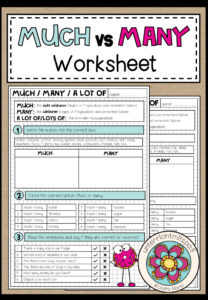 MUCH vs MANY – Worksheet 1