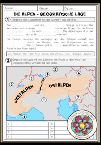 Die Alpen – geografische Lage (Arbeitsblatt)