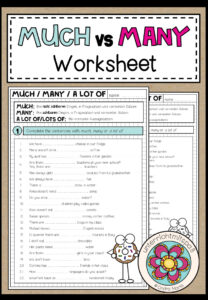 MUCH vs MANY – Worksheet 2