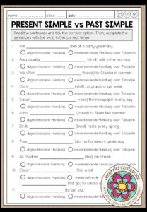Present Simple vs Past Simple – Worksheet 2