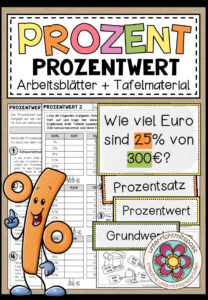 PROZENTWERT (Prozentrechnung) – Arbeitsblätter + Tafelmaterial
