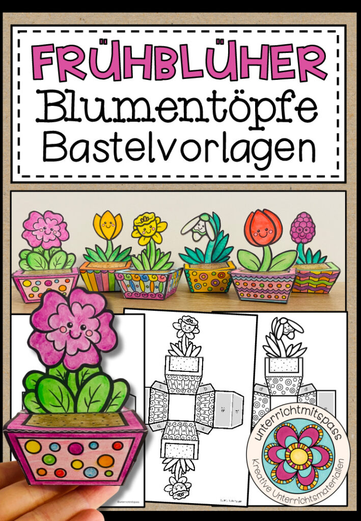 Frühblüher – Blumentöpfe (Bastelvorlagen)