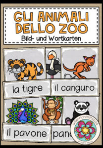 GLI ANIMALI DELLO ZOO (Wildtiere) – Bild- und Wortkarten (Italienisch)