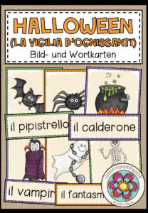 Halloween (la vigilia d’Ognissanti) – Bild- und Wortkarten (Italienisch)