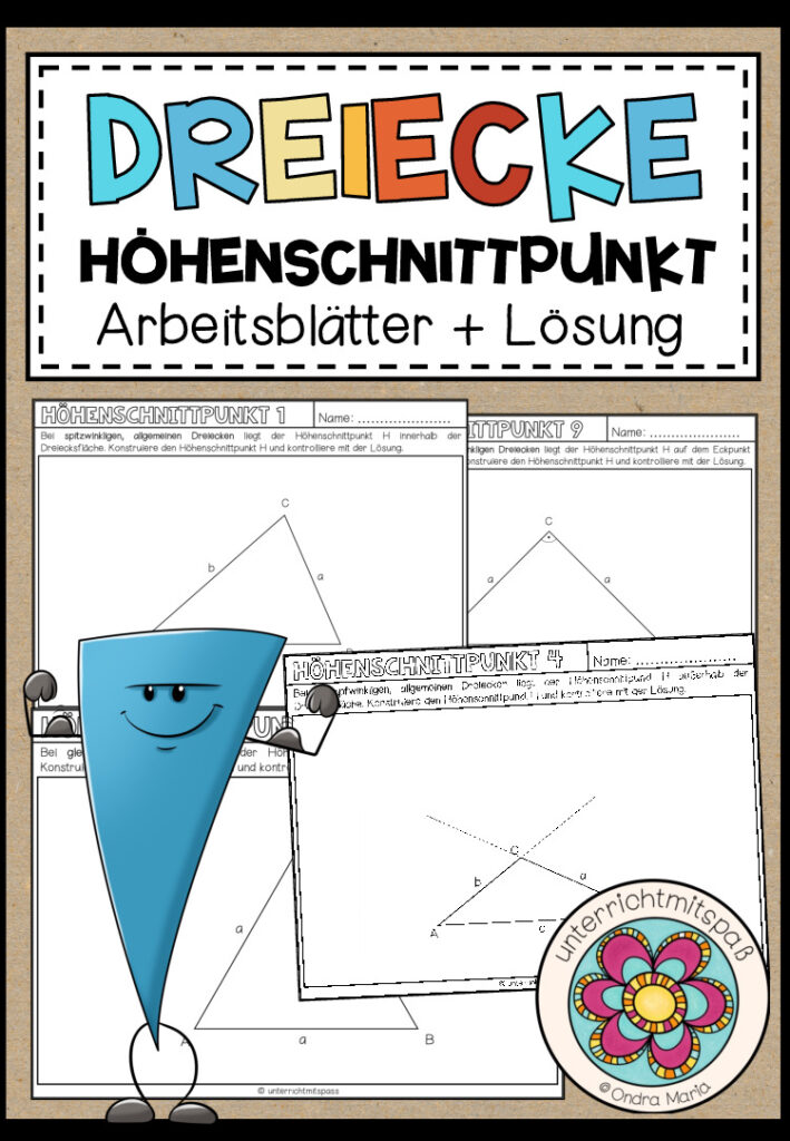 DREIECKE – Höhenschnittpunkt (13 Arbeitsblätter)