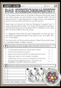 Das Streichquartett – Arbeitsblatt