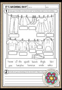 It’s washing day (clothes) – Worksheet