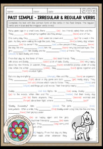 Let’s practise Past Simple! (regular + irregular verbs) 2-fach differenziertes Worksheet