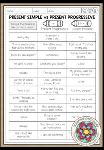 PRESENT PROGRESSIVE vs SIMPLE PRESENT – Worksheet 2