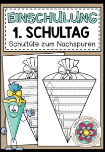 Schultüten zum Nachspuren – 2 Vorlagen