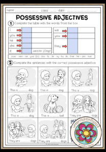 POSSESSIVE ADJECTIVES – Worksheet 1