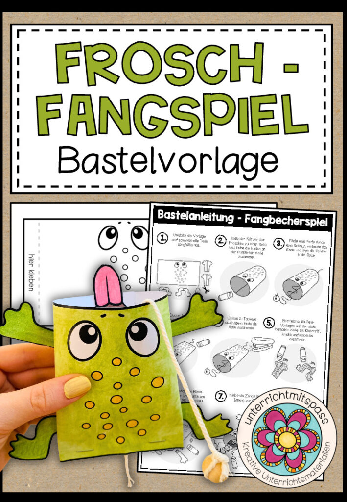 Frosch Fangbecherspiel – Bastelvorlage