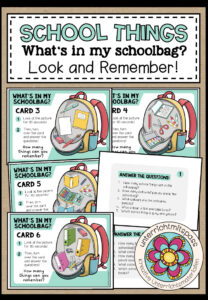 SCHOOL THINGS – What’s in my schoolbag? – Look and Remember