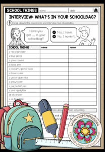 SCHOOL THINGS – What’s in your schoolbag? (Interview)