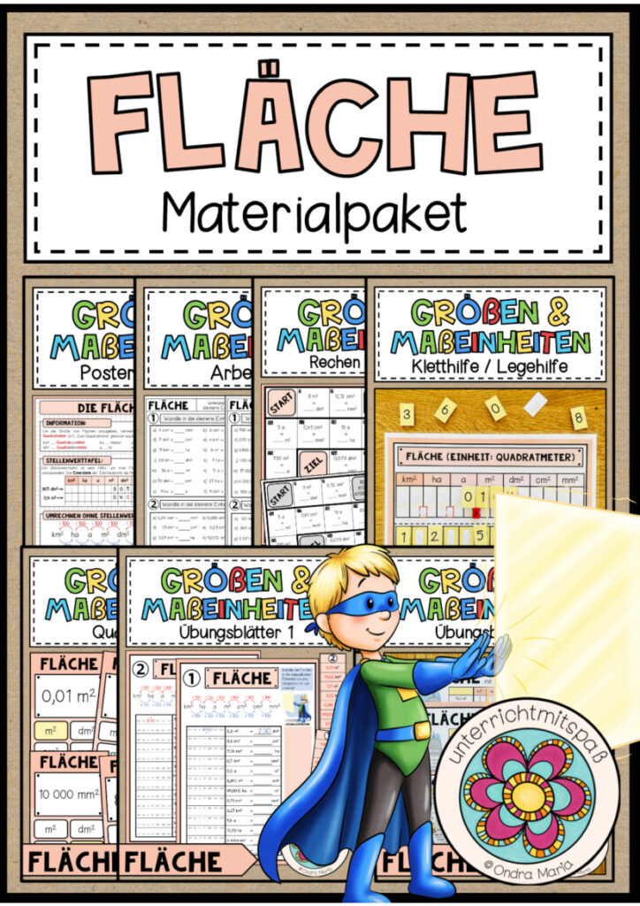 FLÄCHE (Größen und Maßeinheiten) – Materialpaket