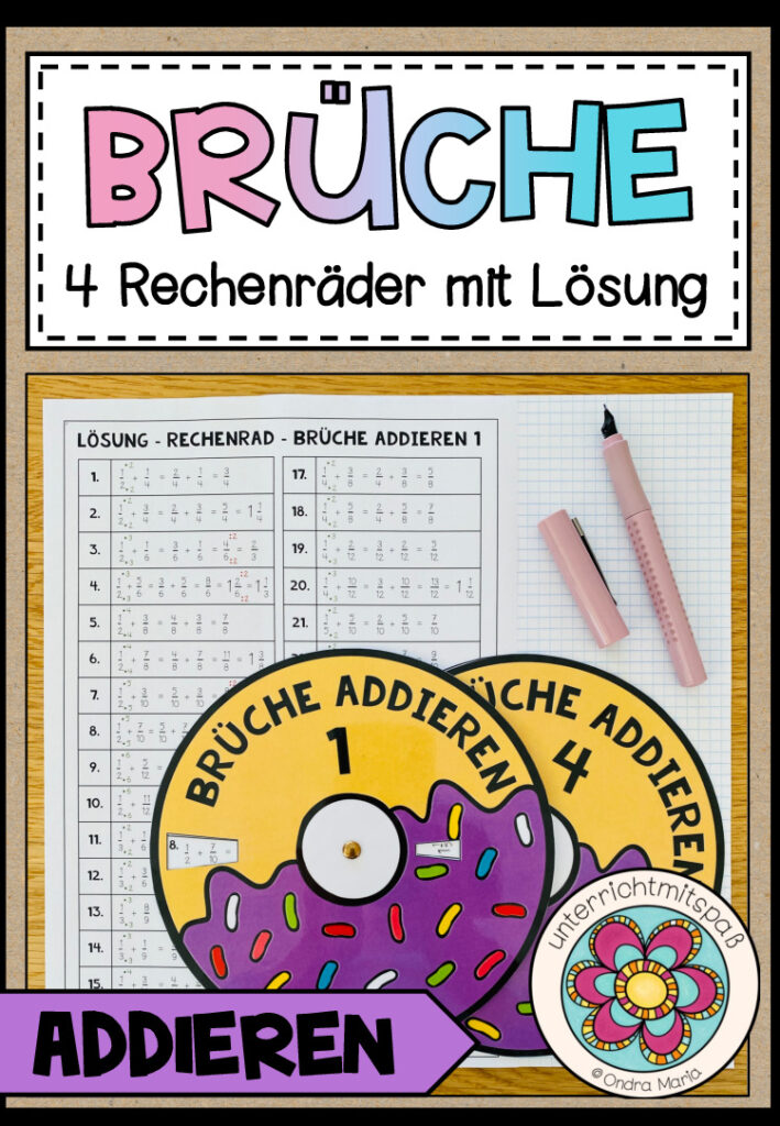 BRÜCHE – Addition (4 Rechenräder)