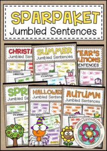 Cover des Pakets „JUMBLED SENTENCES (Sentence Structure Task Cards / Aufgabenkarten) - SPARPAKET“