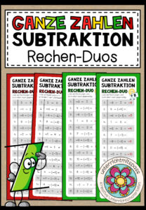 GANZE ZAHLEN (Subtraktion) – 3 Rechen-Duos