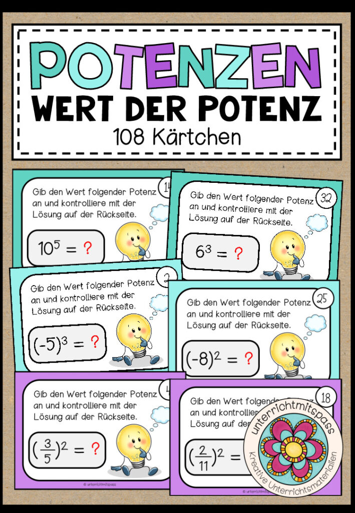 POTENZEN (Wert der Potenz) – 108 Kärtchen