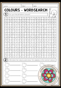 COLOURS – Wordsearch (Worksheet)