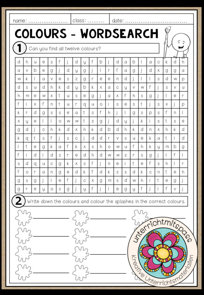 COLOURS – Wordsearch (Worksheet)
