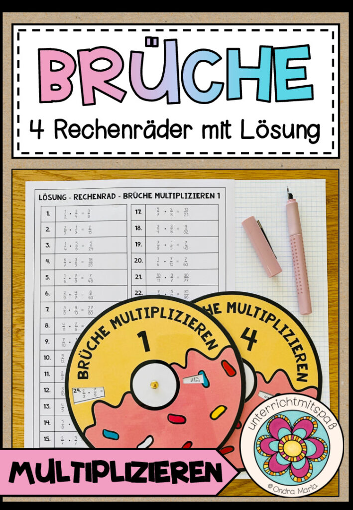 BRÜCHE – Multiplikation (4 Rechenräder)