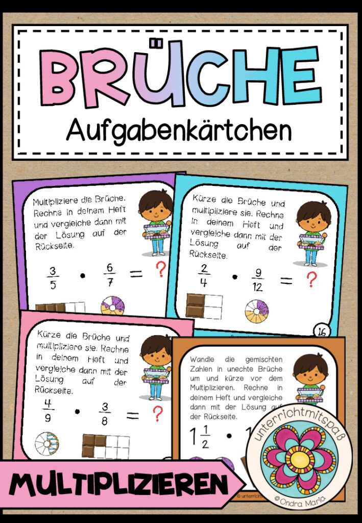 BRÜCHE – Multiplikation (Aufgabenkärtchen)