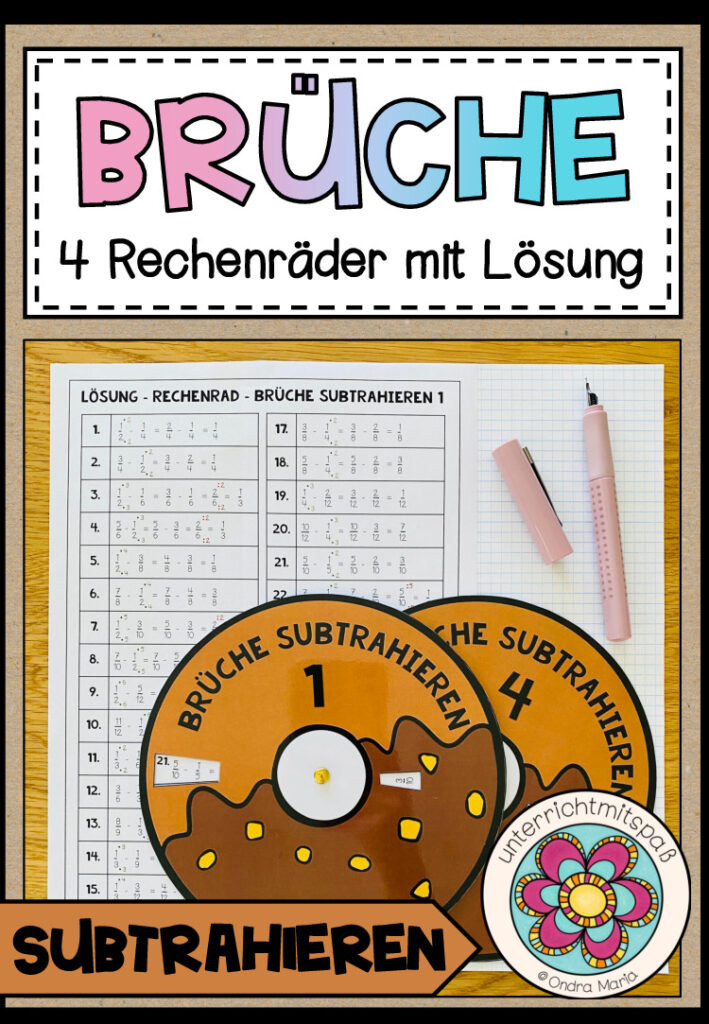 BRÜCHE – Subtraktion (4 Rechenräder)