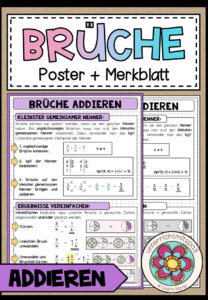 BRÜCHE – ungleichnamige Brüche addieren (Poster + Merkblatt)