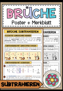 BRÜCHE – ungleichnamige Brüche subtrahieren (Poster + Merkblatt)