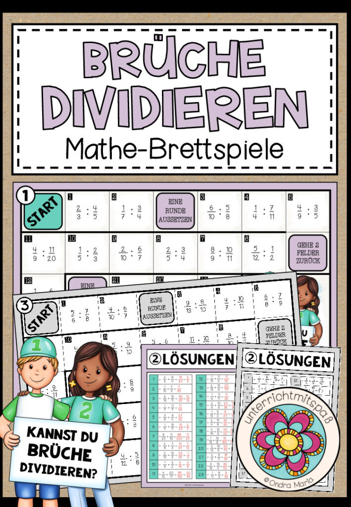 BRÜCHE DIVIDIEREN (Kehrwert) – 3 Mathe-Brettspiele
