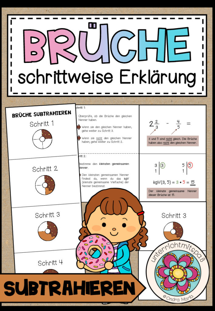 BRÜCHE SUBTRAHIEREN – schrittweise Erklärung